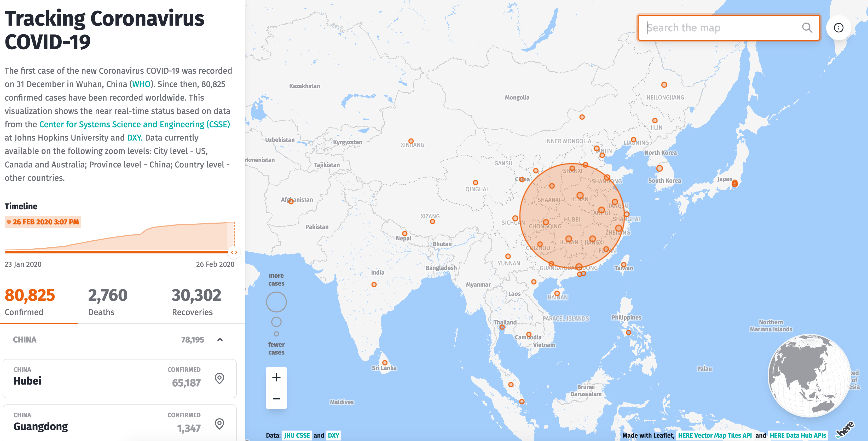 How we built an interactive map displaying the COVID-19 outbreak - HERE  Developer