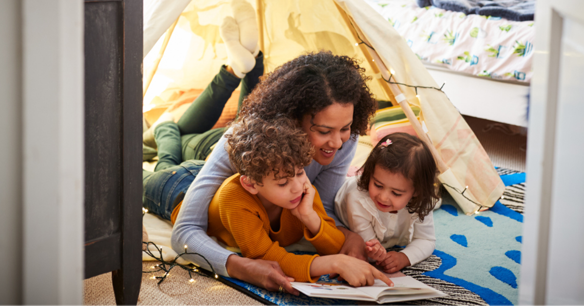 mother reading to children