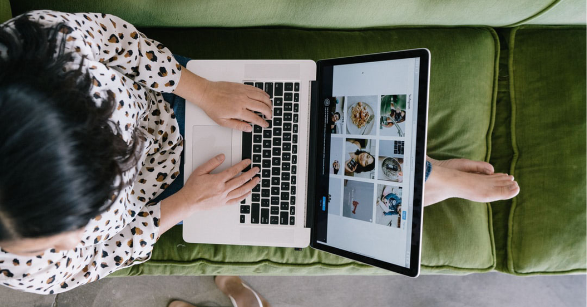 person working from couch