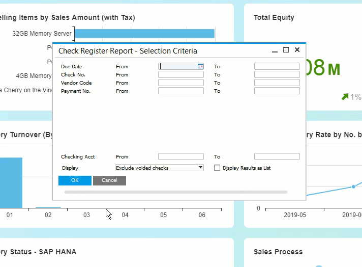 Manage your check register with SAP Business One Cloud ERP Software on the Stellar One Cloud Platform