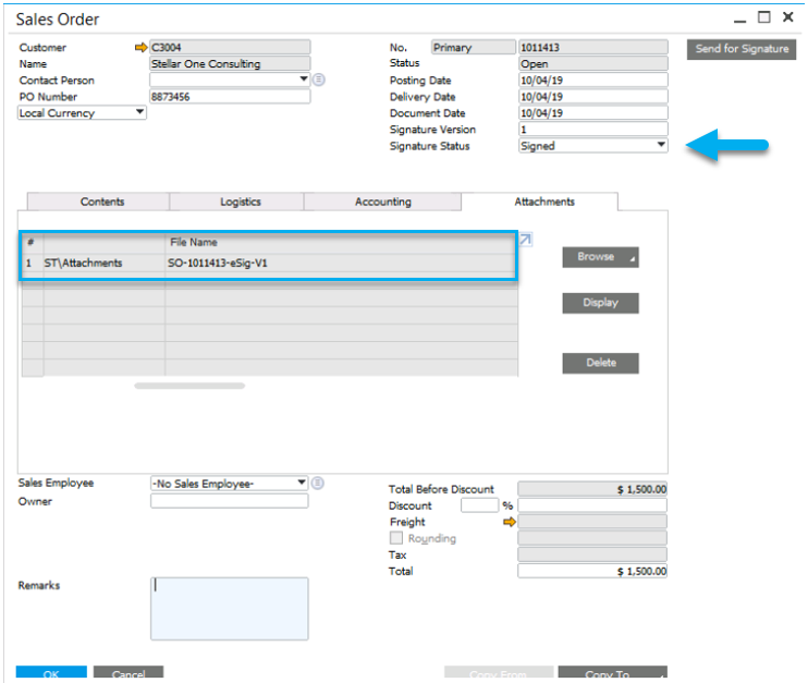 Integrated Electronic Signature with SAP Business One