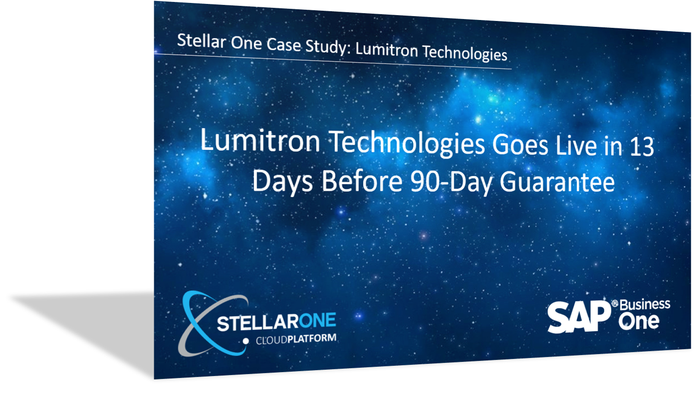 Lumitron Technologies goes live in 13 days before 90-day guarantee with Stellar One Consulting