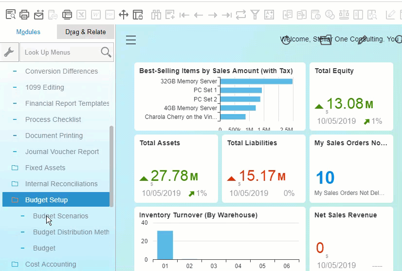 Every capability you'll need for the accounting operations of your company with SAP Business One Cloud ERP Software on the Stellar One Cloud Platform