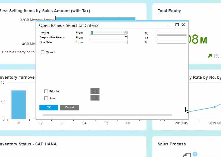 Easily drill into every document associated with your projects in SAP Business One Cloud ERP Software on the Stellar One Cloud Platform