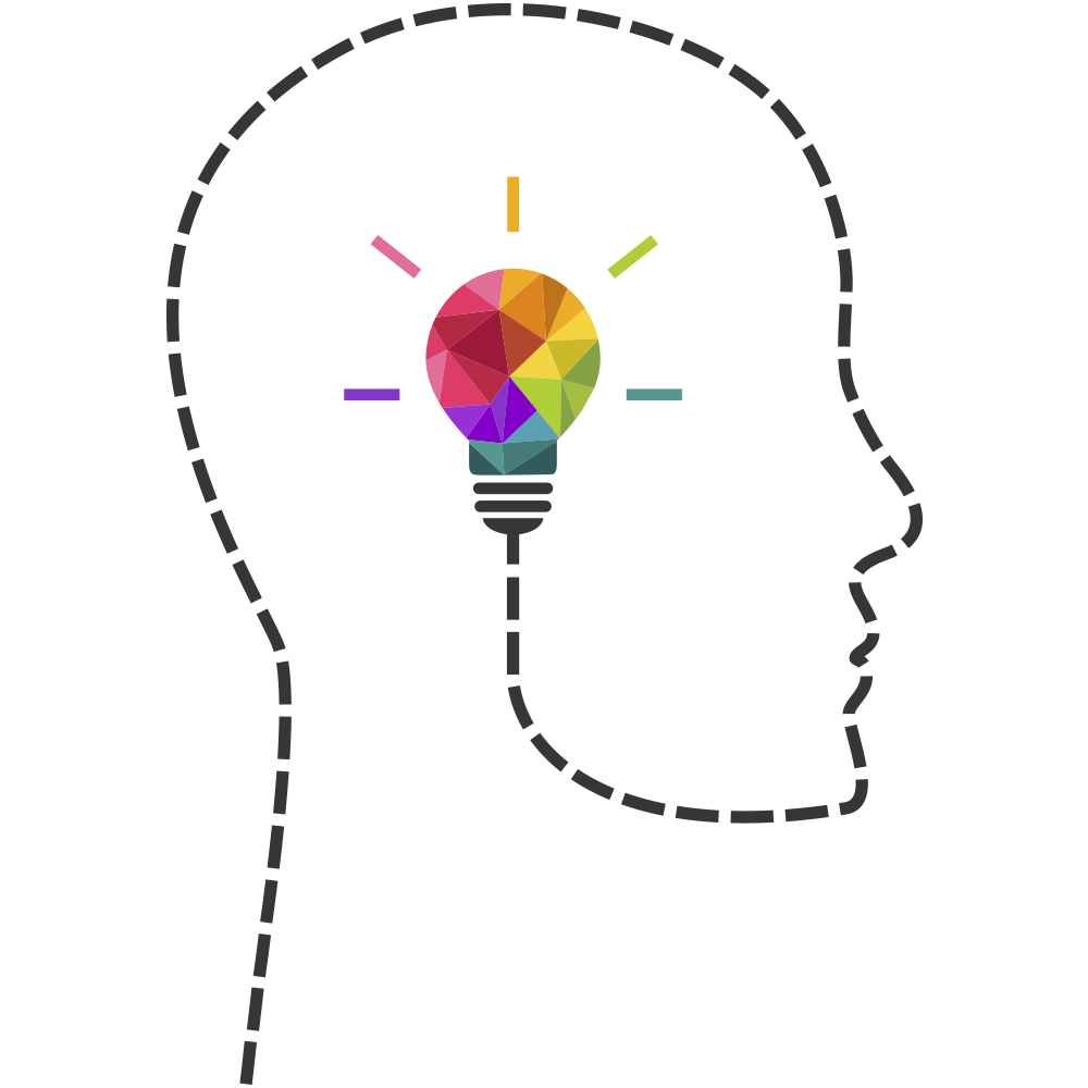 cabeza llena de colores para la psicología del color