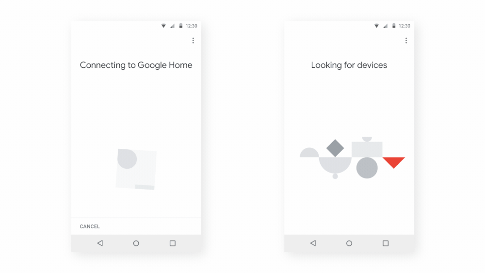 visual interface of device connecting to Google Home