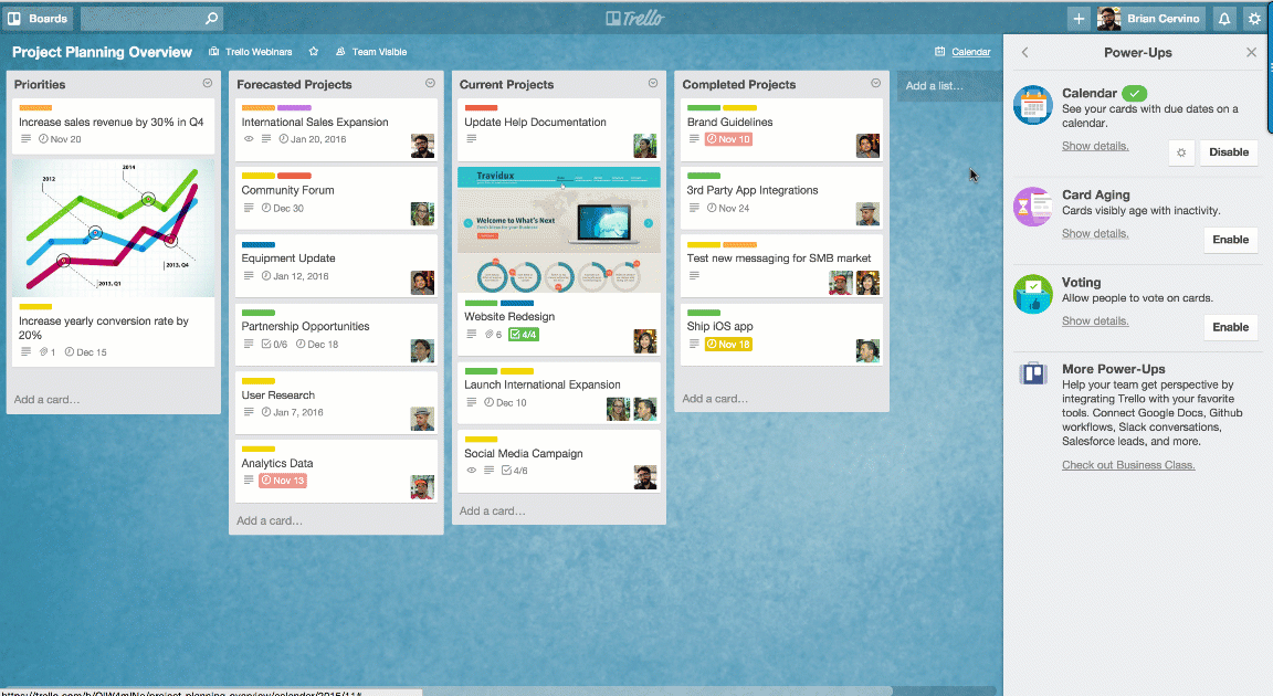 Trello com calendar