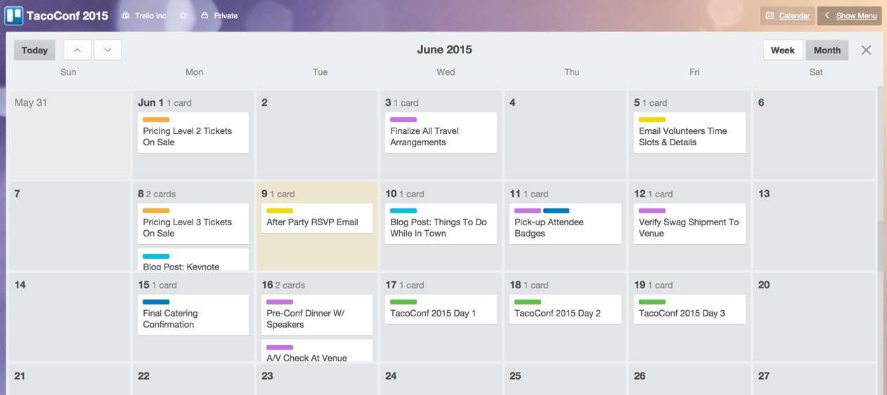 trello calendar view