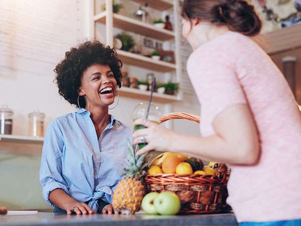 business owner selling smoothie