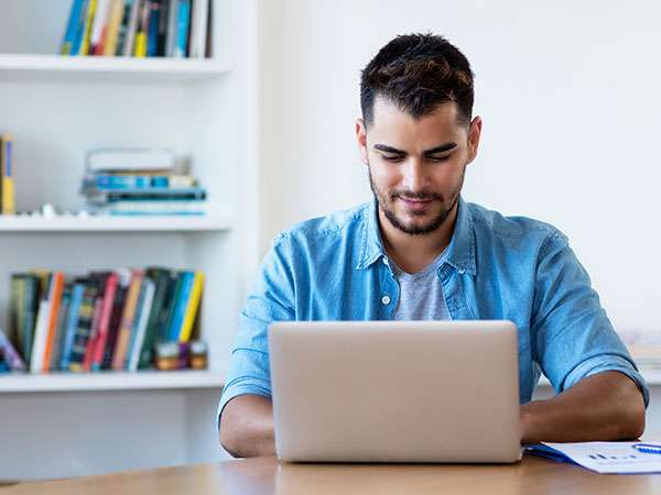man working on computer