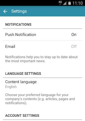 Intranet app notification settings