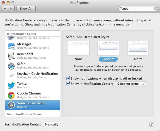 edit safari notifications