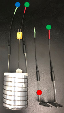 Connect one of the leads from the multimeter to one of the Guard heater male prongs and the other lead to a part of the Guard heater coil
