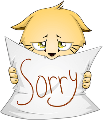 Small animal holding an I'm Sorry sign