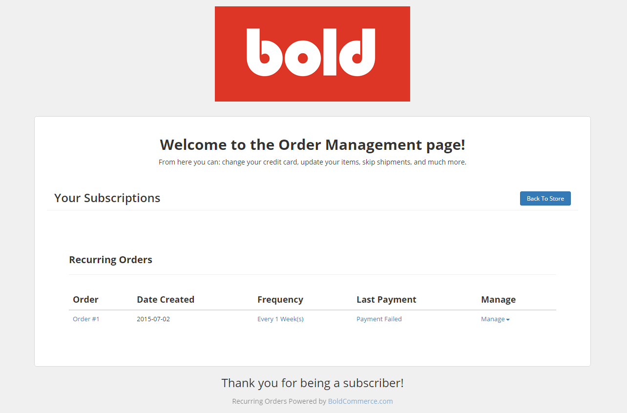 The New Manage Subscriptions Page In Recurring Orders Bold Commerce