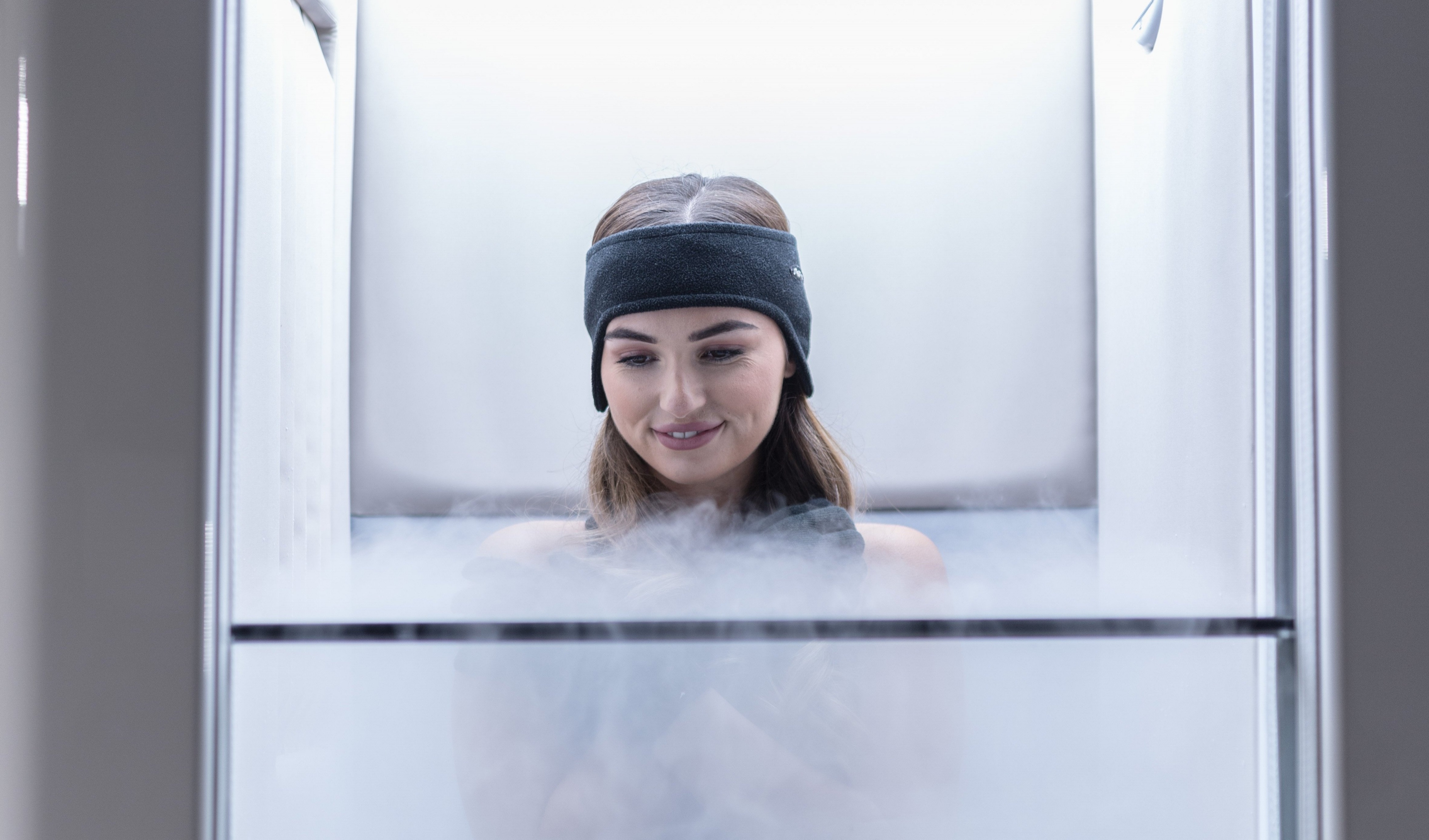Woman in a cryotherapy chamber 