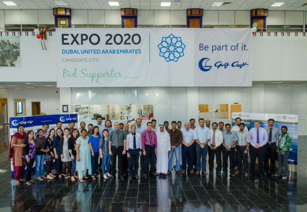 Gulf Craft headquarters in Ajman congratulating Dubai Expo 2020 win