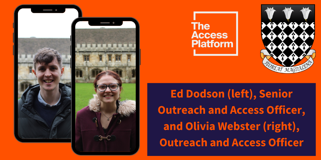 Portraits of Magdalen College Oxford's Ed Dodson and Olivia Webster