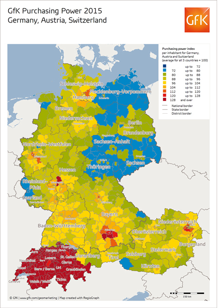 Map Of The Month Purchasing Power In Germany Austria And