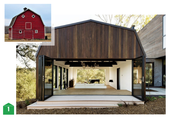 A traditional gambrel barn roof compared with modern gambrel roof