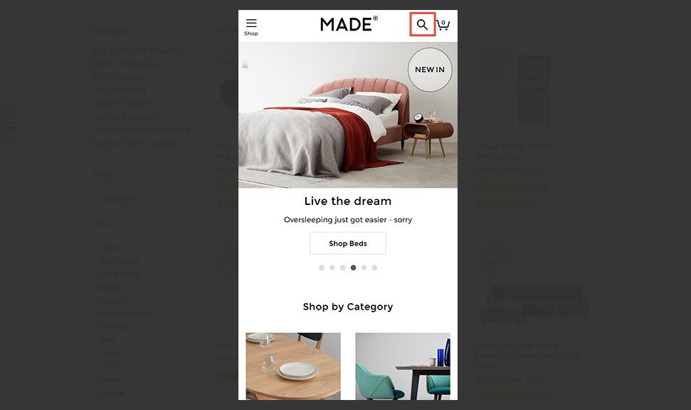 full search bar in made.com