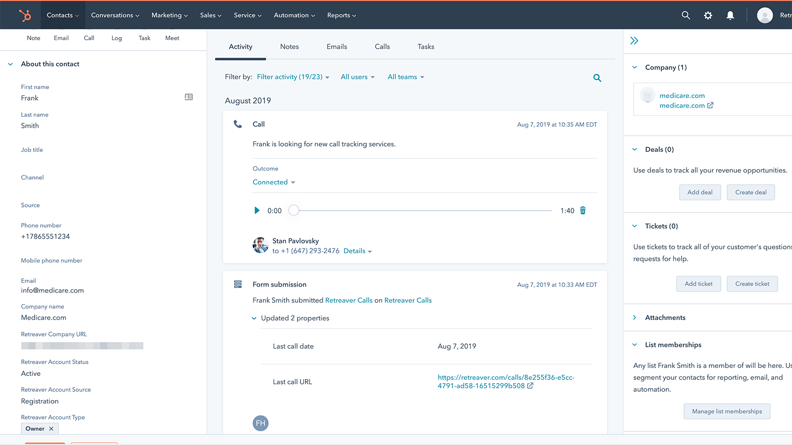 Seamlessly Exchange Caller Data With Your HubSpot Contacts