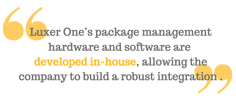 Luxer One’s package management hardware and software are developed in-house, allowing the company to build a robust integration using the RealPage Exchange API.