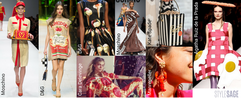 food-inspired clothing from Moschino, Dolce & Gabbana, Kate Spade and Agatha Ruiz de la Prada
