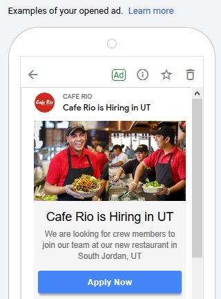 Mobile Gmail Ad Recruitment Preview