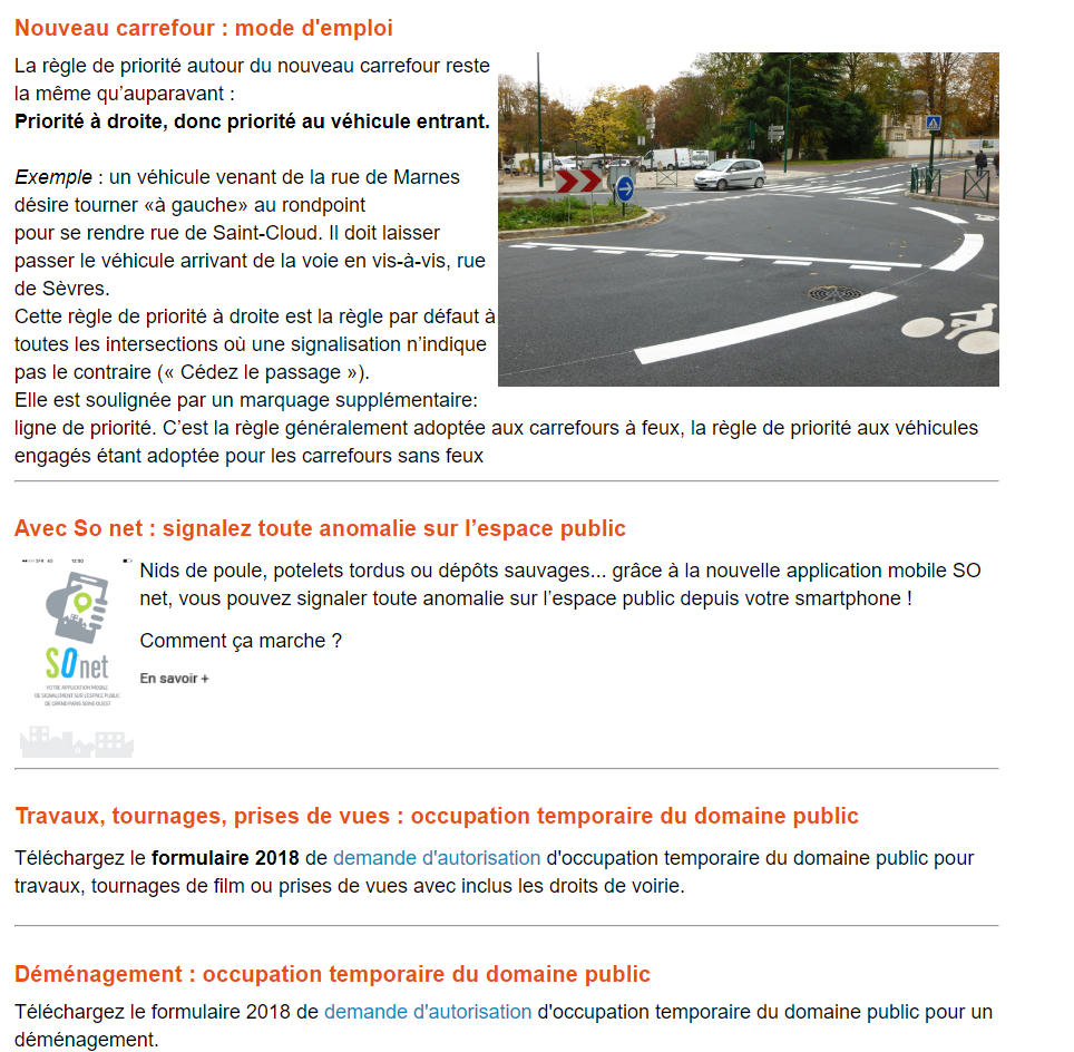 Centralisation des informations de voirie sur le site internet de la mairie d’Avray.