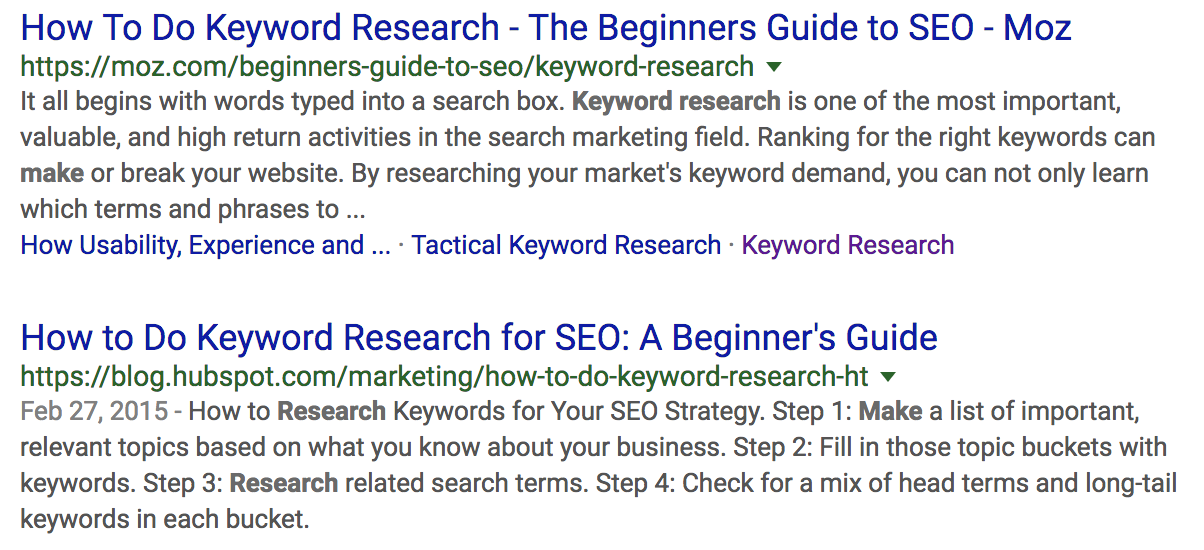 Example of similar pieces of content from competitors. Example of similar pieces of content from competitors.