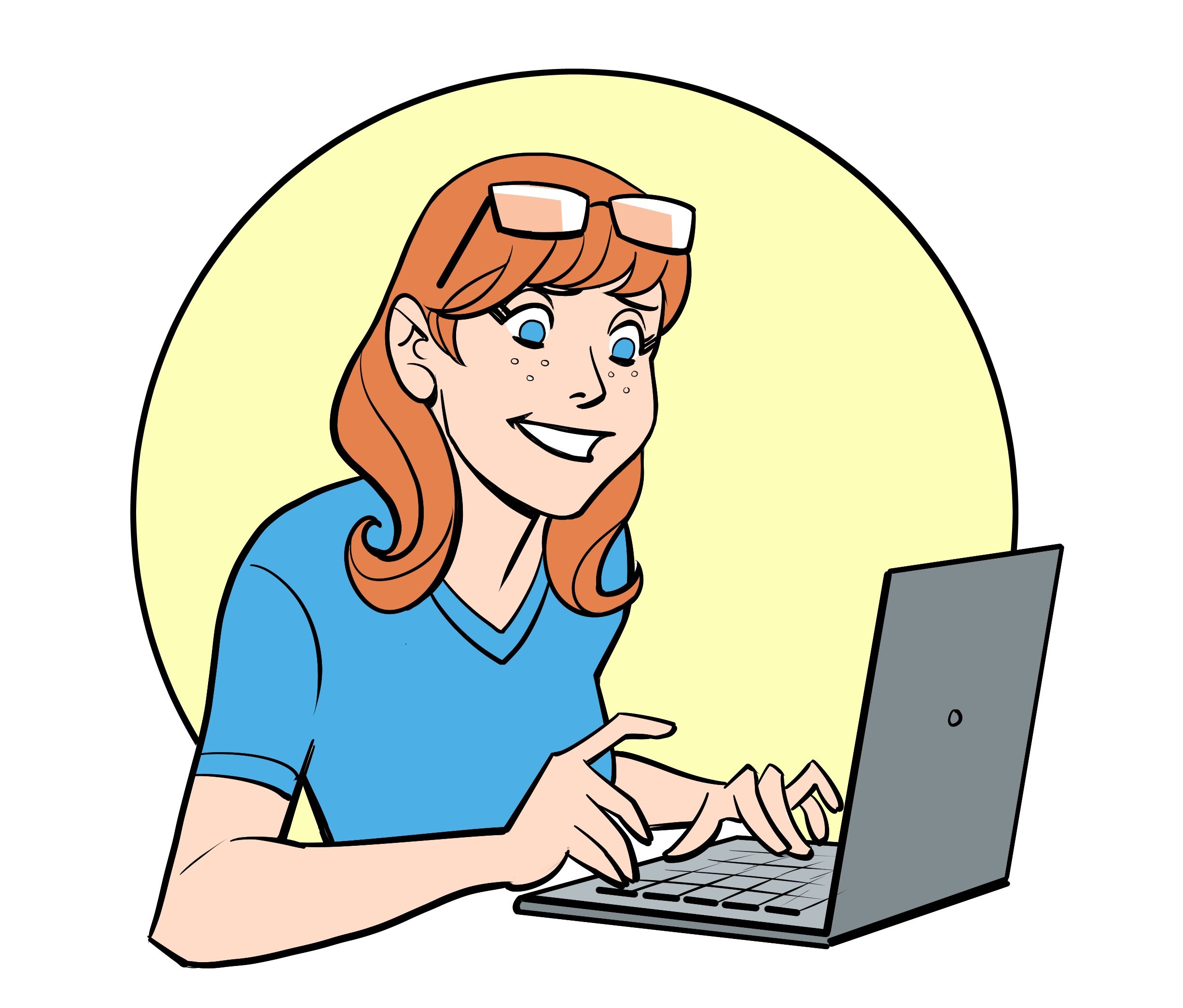 woman-writer-typing-cartoon