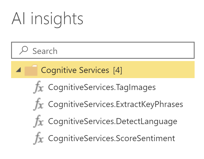 Power BI AI Insights - Available Functions