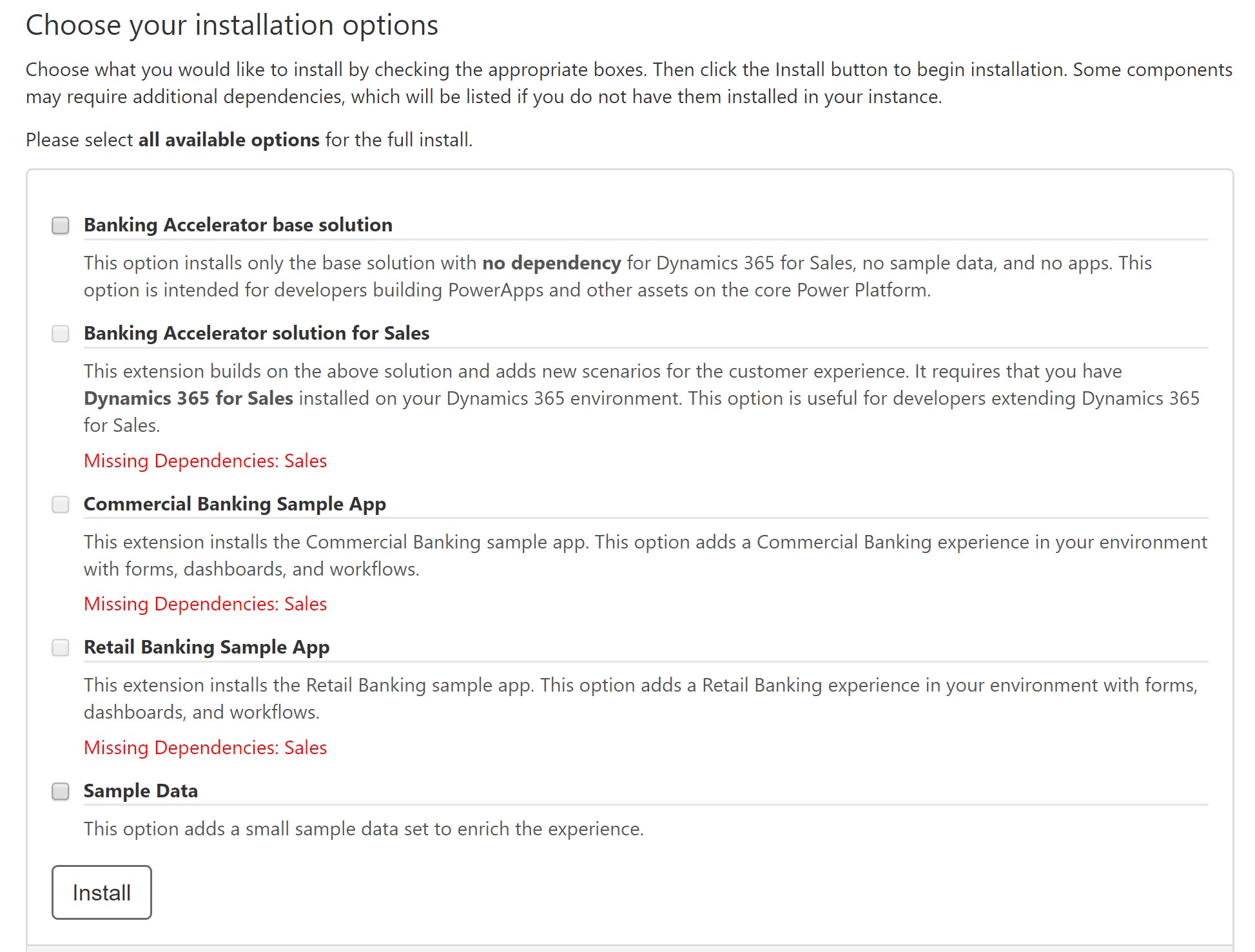 Installation Options