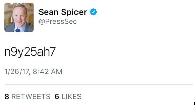 Spicer Tweet - his password?
