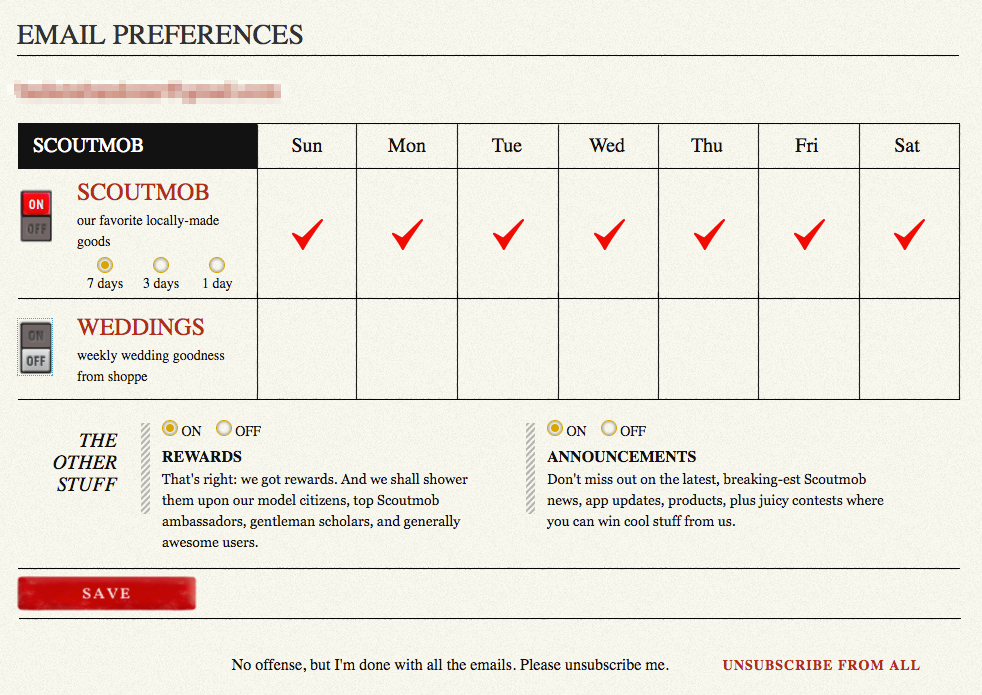 Scoutmob preference centre 