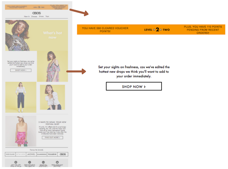Example ecommerce dynamic content ASOS 