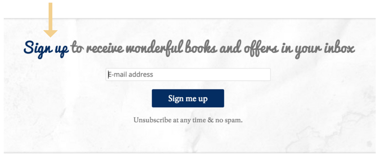 Blackwell's ecommerce site newsletter popup