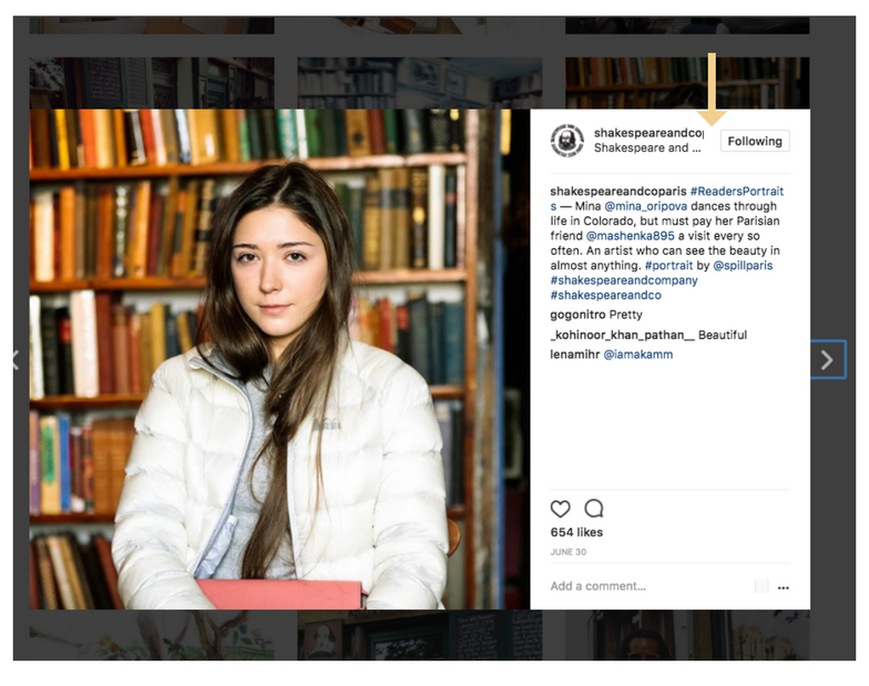 Shakespeare and company Instagram campaign 