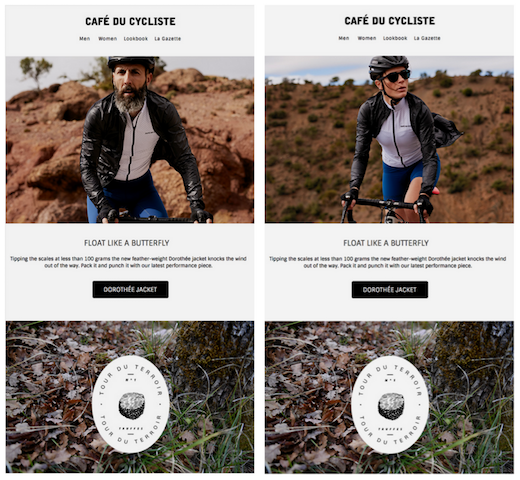 personalised newsletter from cafe de cycliste