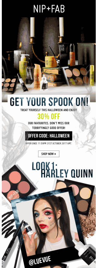 nip fab ecommerce halloween email marketing campaign 