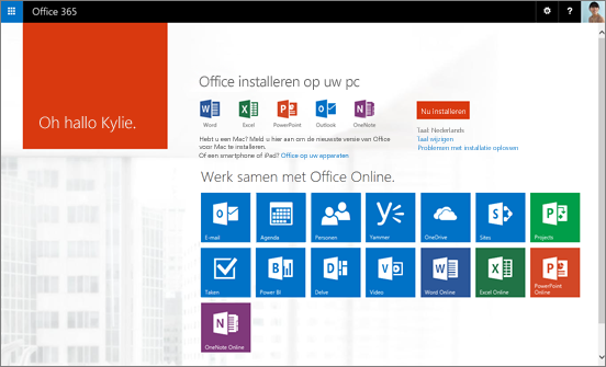 Office 365 startpagina