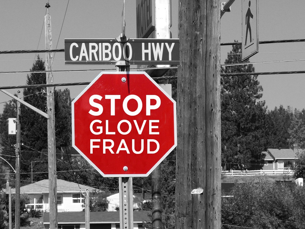 Stop Glove Fraud Stop Sign