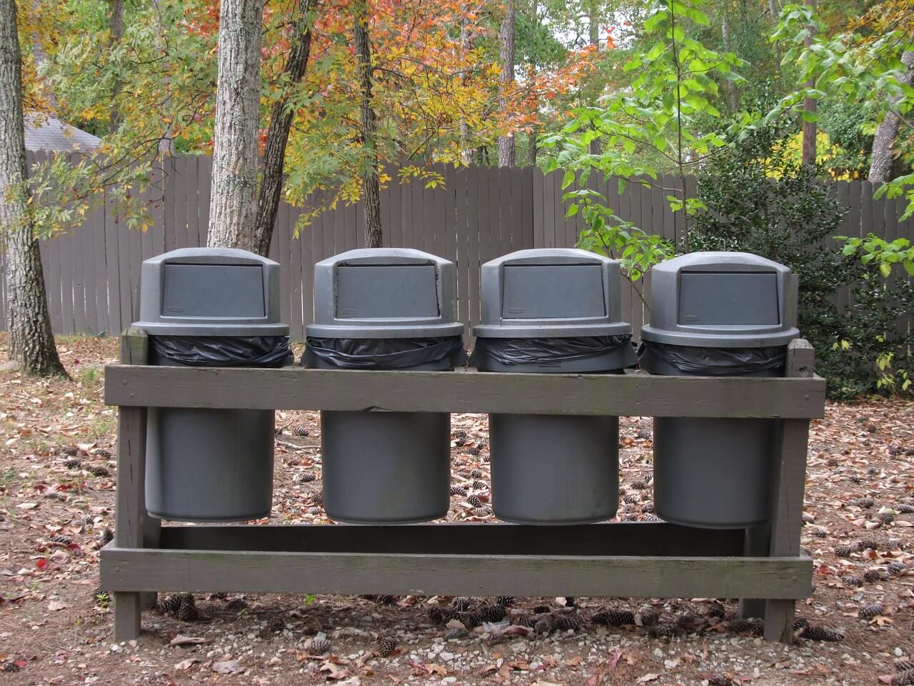 Row of Trash Cans