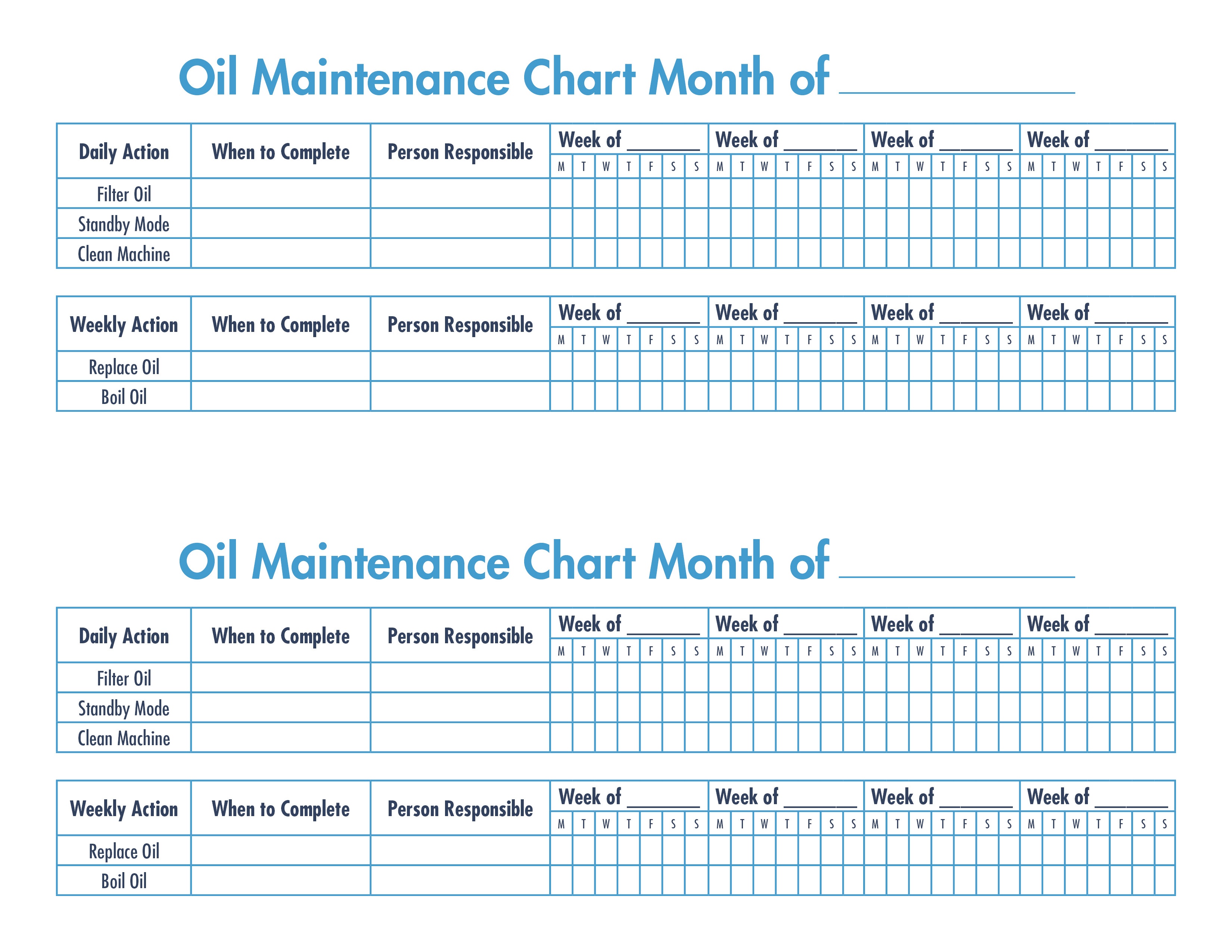 Machine Maintenance Chart