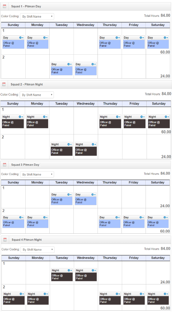 Pitman Schedule Template