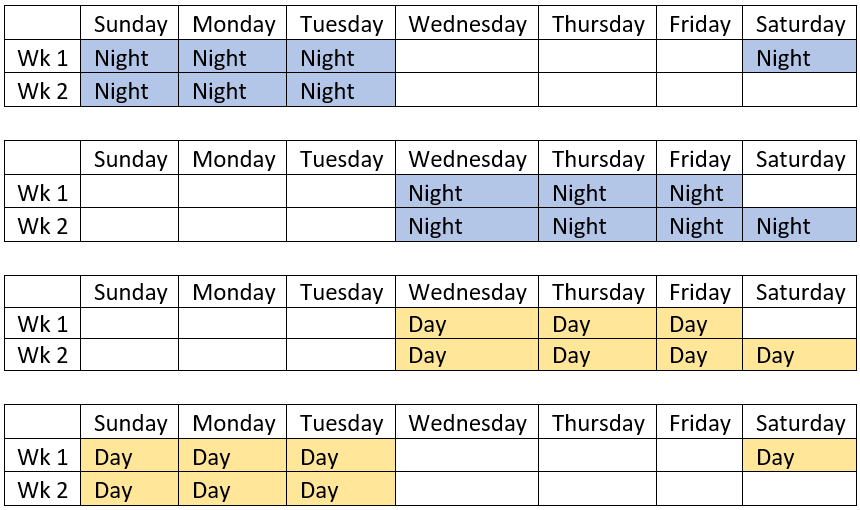 4 3 3 4 work schedule