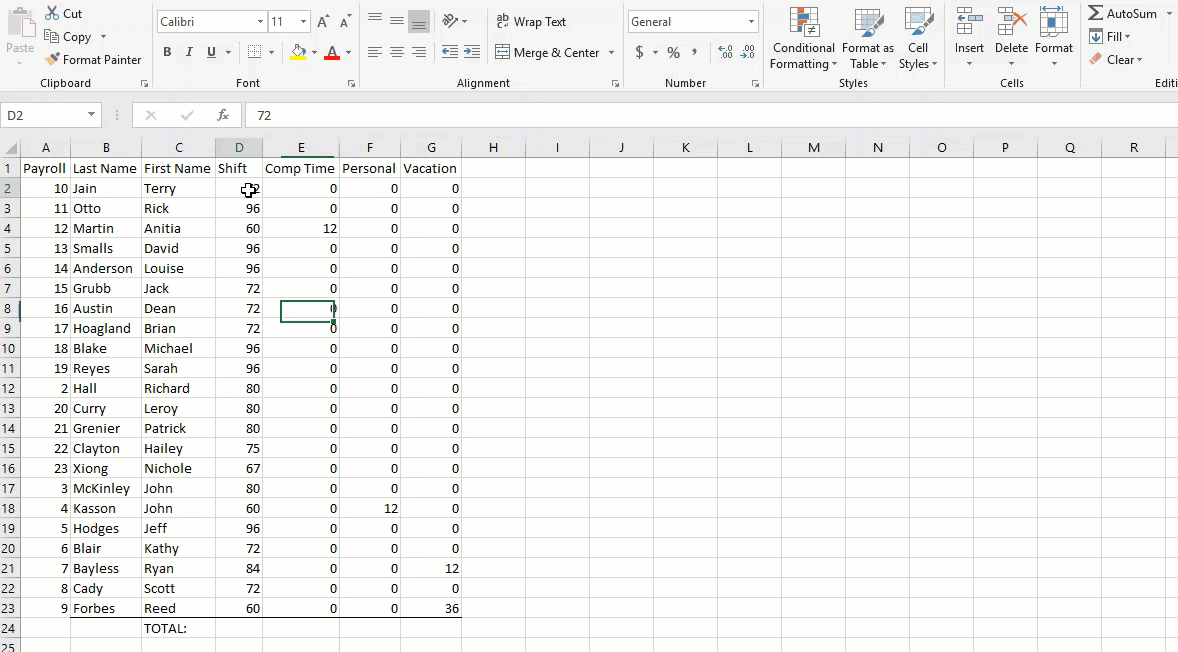 Excel summing up numbers