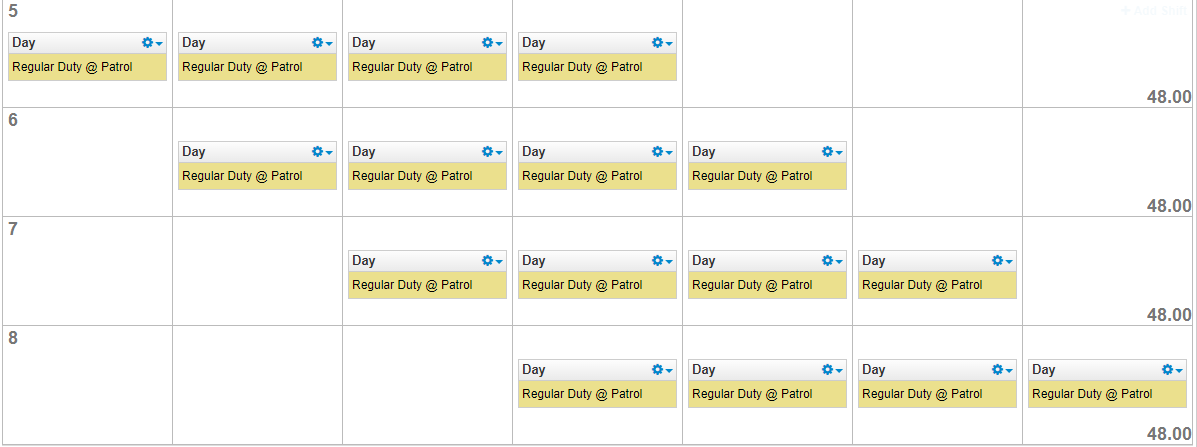 Police Scheduling Example of 4 On 4 Off Schedule | PlanIt Police