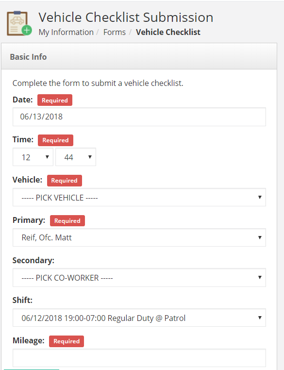 Vehicle Checklist